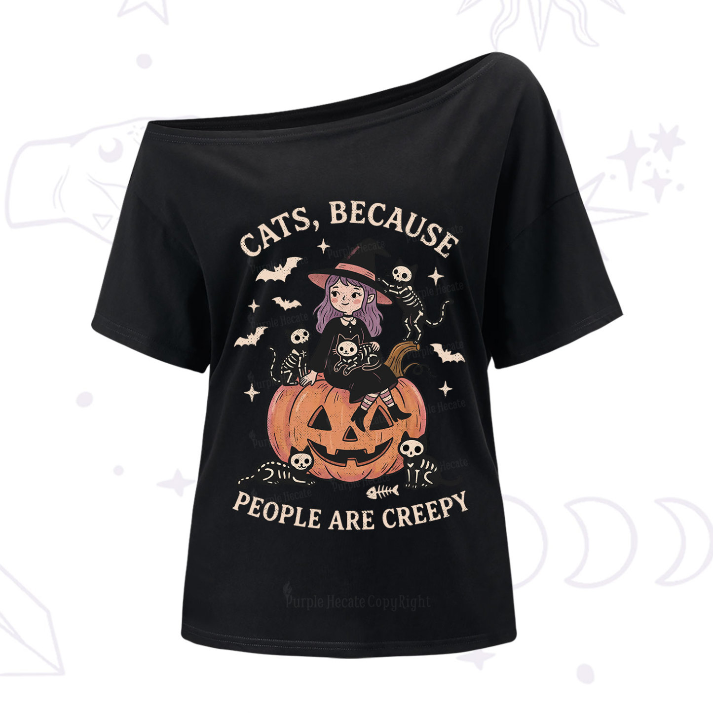 Purplehecate Cats Because People Are Creepy One Shoulder T-Shirt