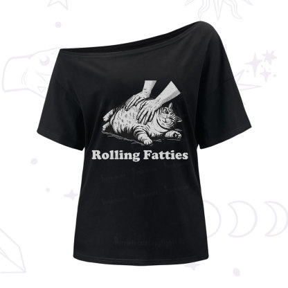 Purplehecate Rolling Fatties Cat One Shoulder T-Shirt
