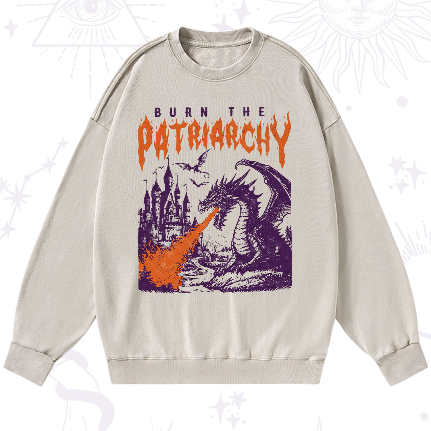 Purplehecate Burn the Patriarchy Dragon Washed Sweatshirt