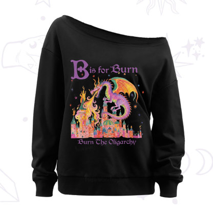 Purplehecate Burn The Oligarchy Off The Shoulder Sweatshirt