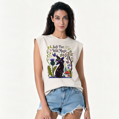 Purplehecate Soft Fur Wild Magic Black Bunny Vintage Washed Tank