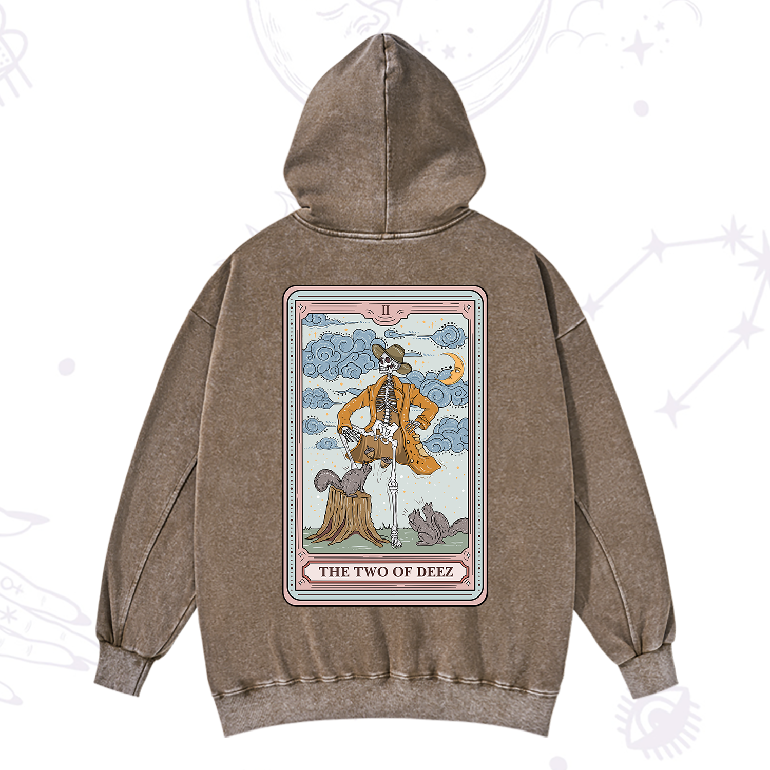 Purplehecate The Two Of Deez Tarot Washed Hoodie