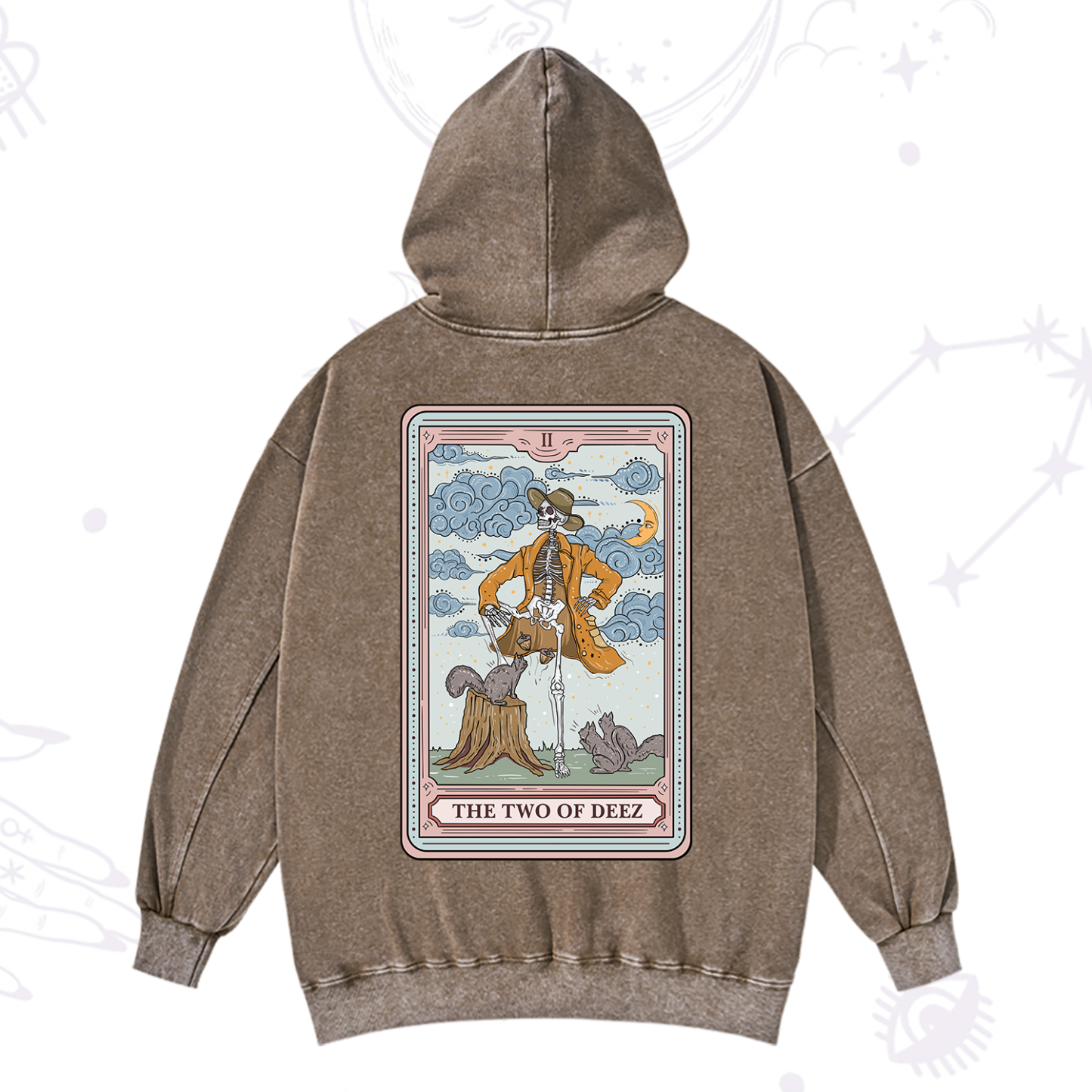 Purplehecate The Two Of Deez Tarot Washed Hoodie