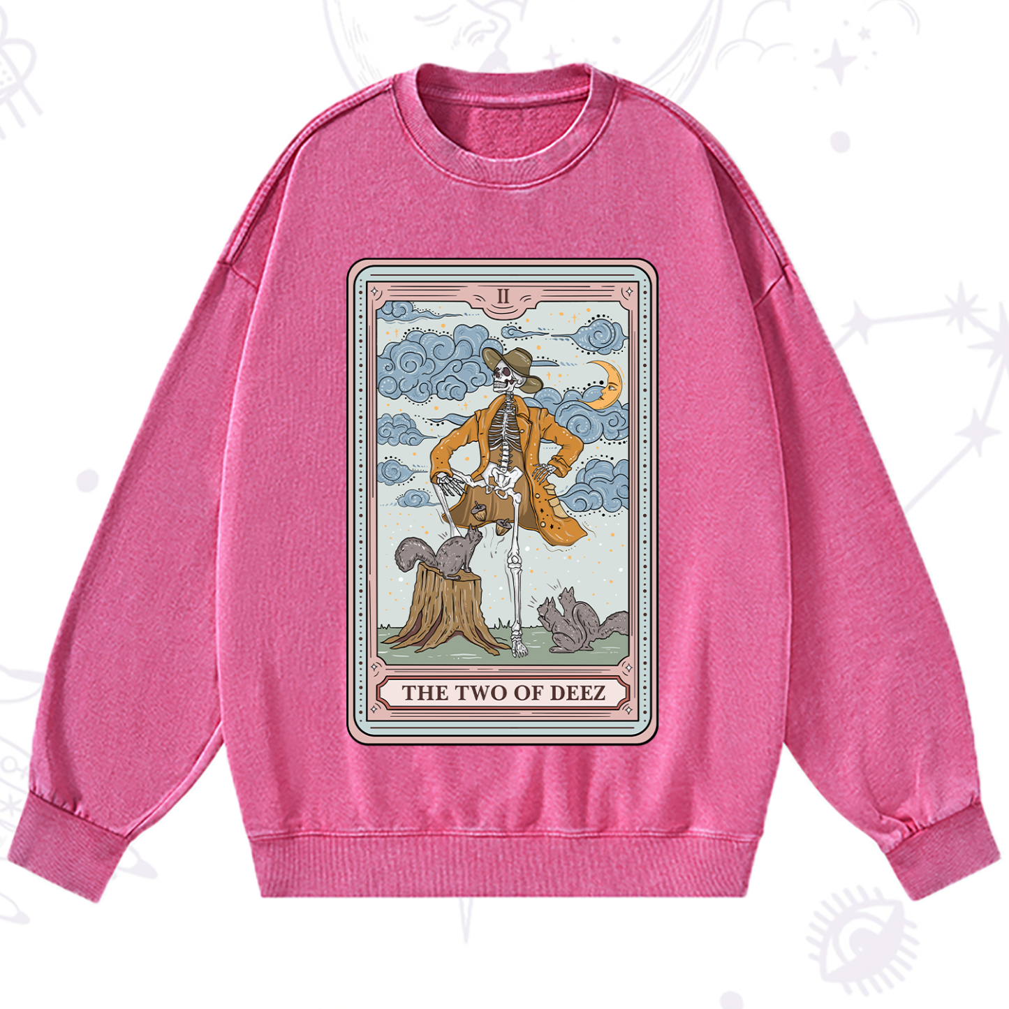 Purplehecate The Two Of Deez Tarot Washed Sweatshirt