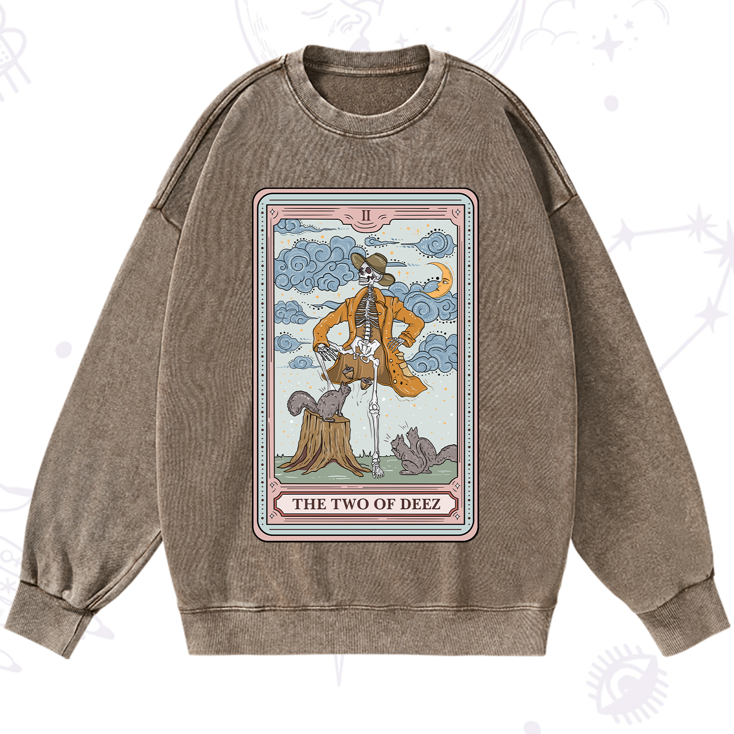 Purplehecate The Two Of Deez Tarot Washed Sweatshirt