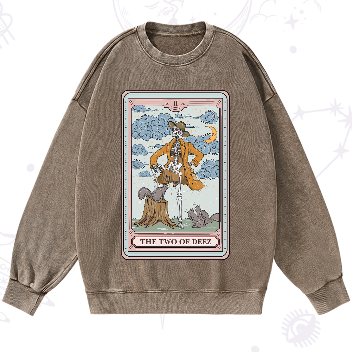 Purplehecate The Two Of Deez Tarot Washed Sweatshirt