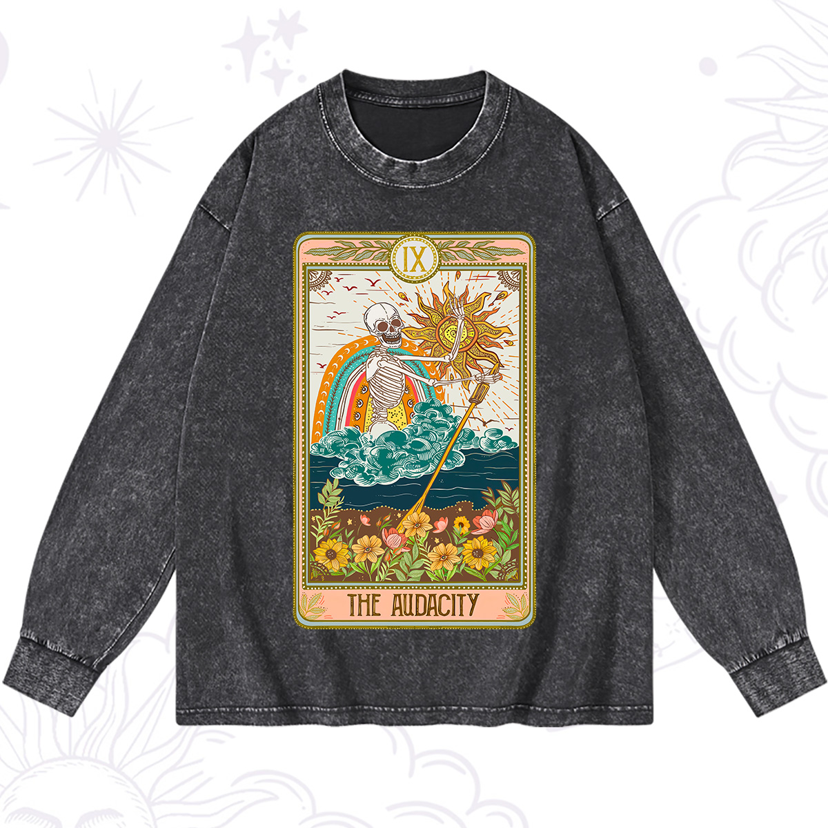 Purplehecate The Audacity Tarot Card Washed Long Sleeve Shirt