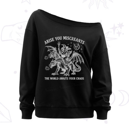 Purplehecate Arise You Miscreants Chaos Rider Witch Off The Shoulder Sweatshirt