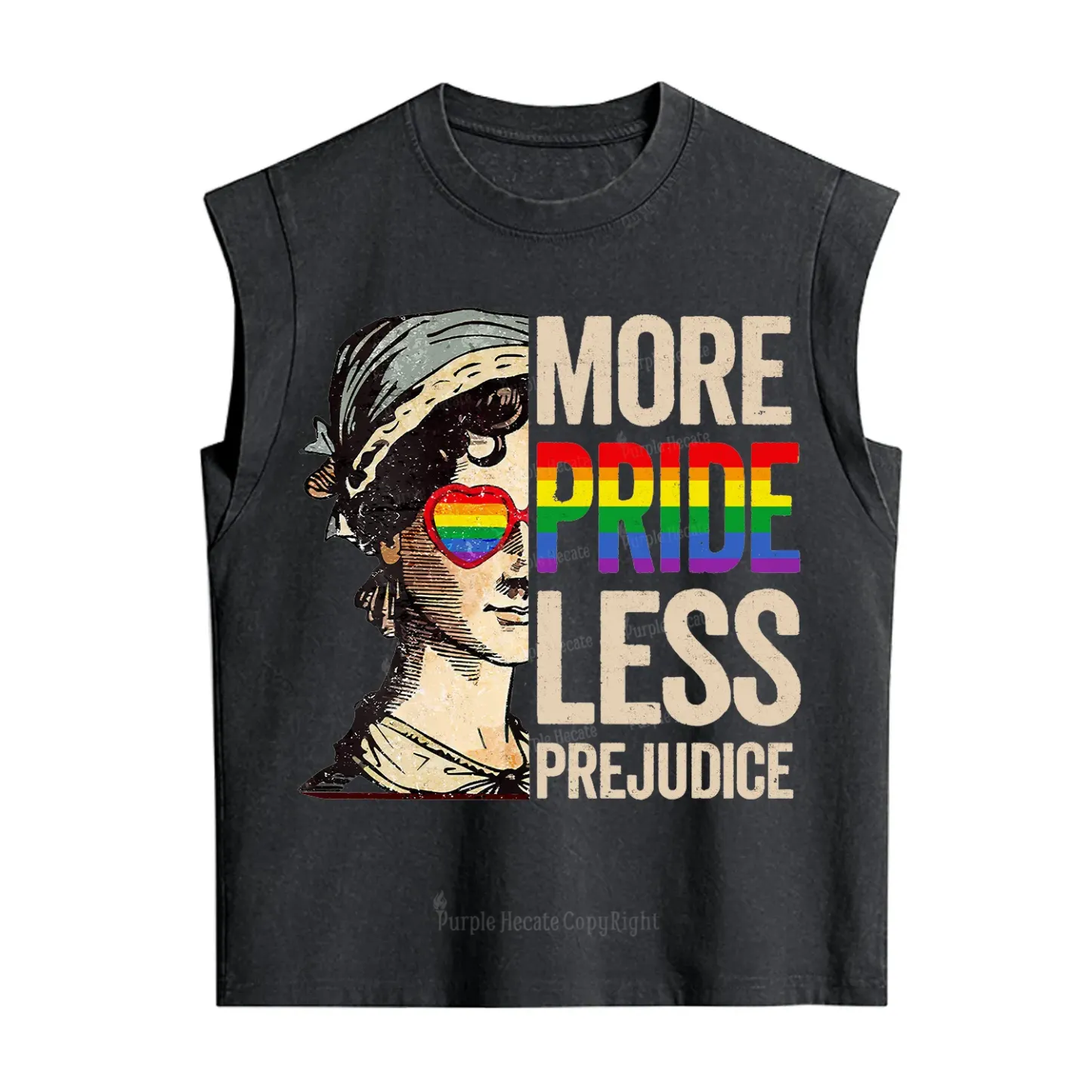 Purplehecate More Pride Less Prejudice Rainbow Vintage Washed Tank