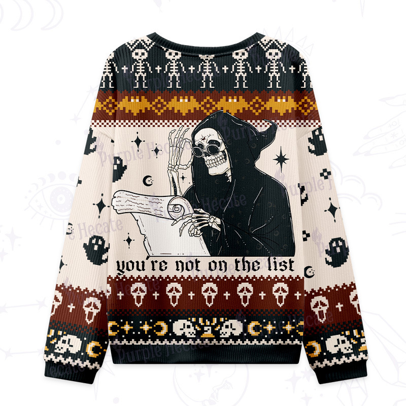Purplehecate You're Not On The List Ugly Halloween Sweatshirts