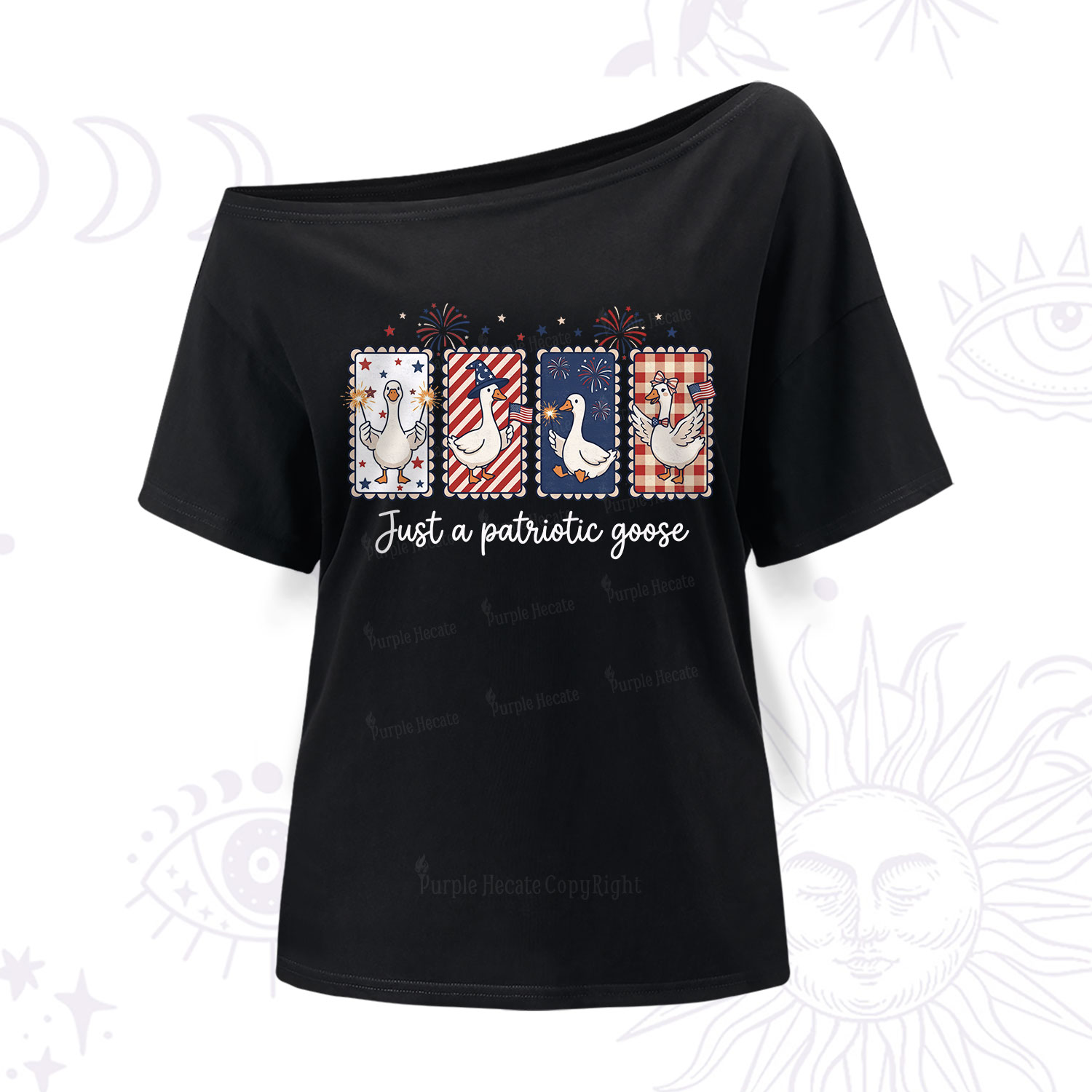 Purplehecate Just A Patriotic Goose One Shoulder T-Shirt