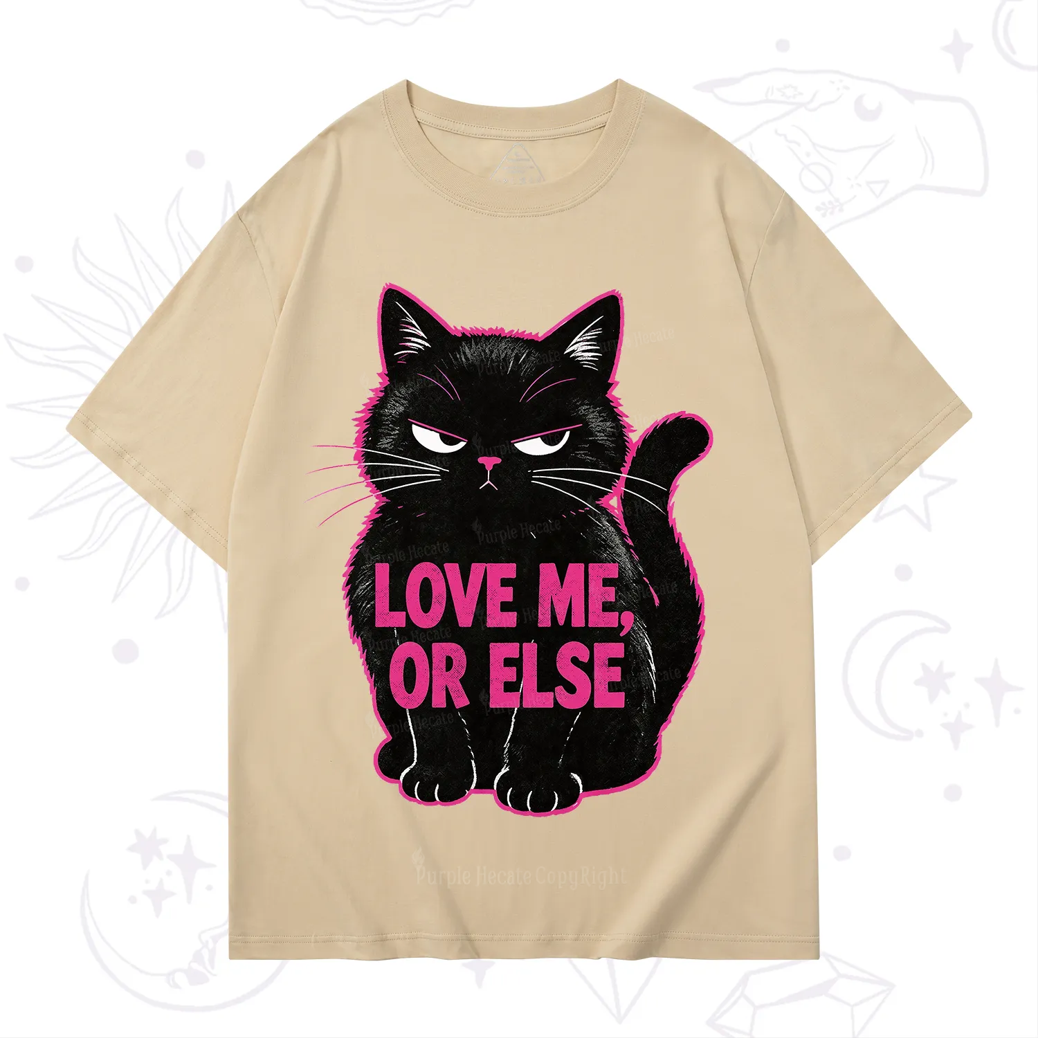 Purplehecate Grumpy Black Cat Love Me or Else T-Shirt