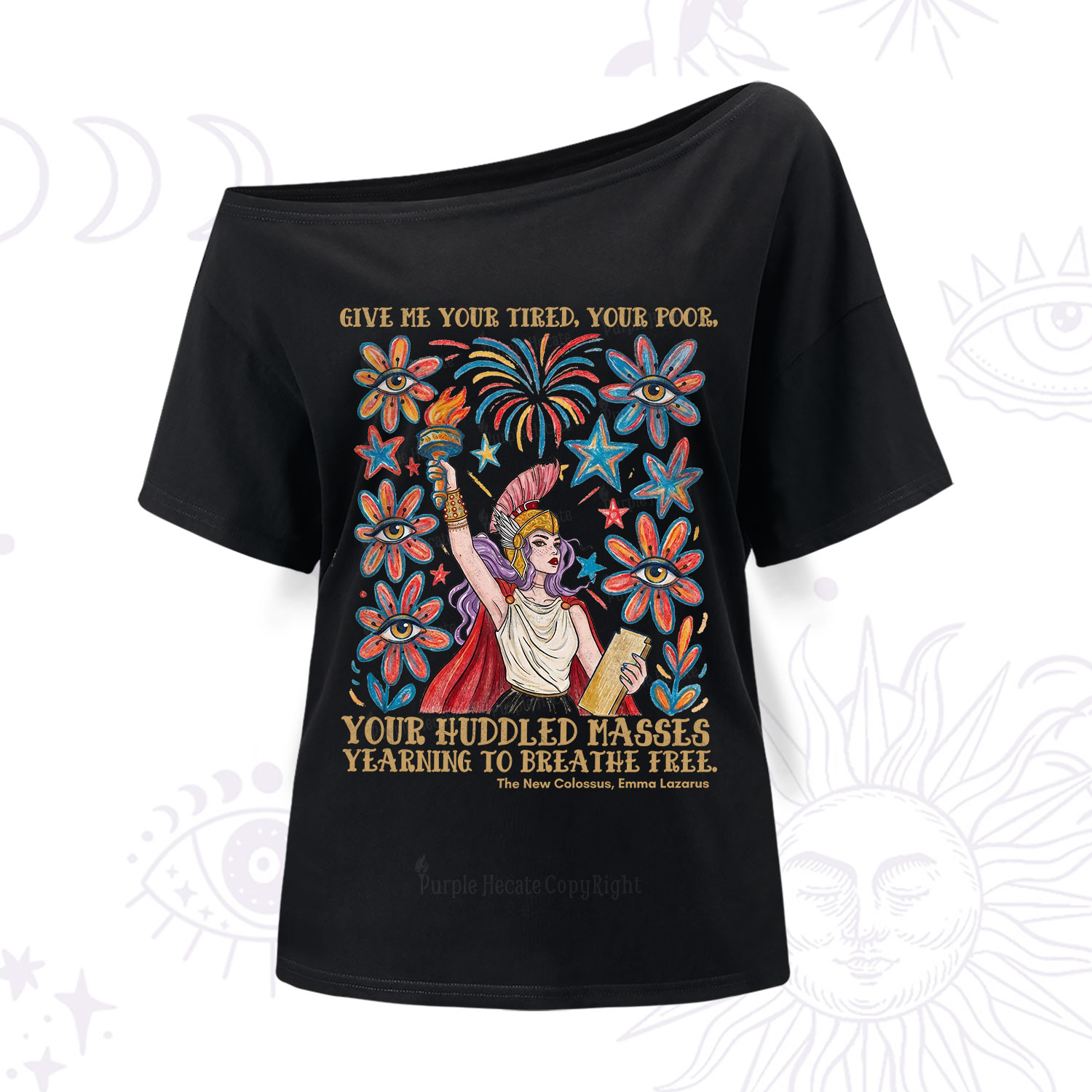 Purplehecate Give Me Your Tired Your Poor Statue of Liberty One Shoulder T-Shirt