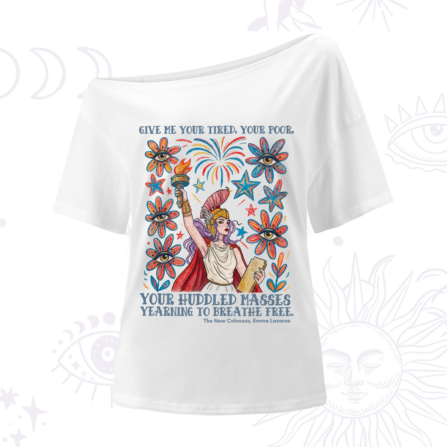 Purplehecate Give Me Your Tired Your Poor Statue of Liberty One Shoulder T-Shirt