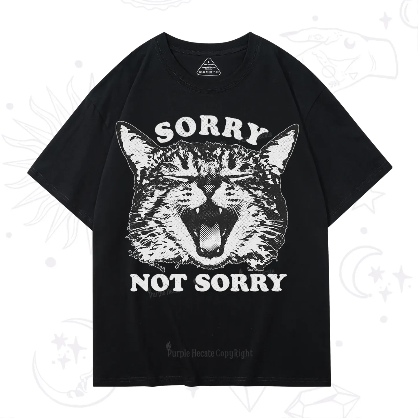 Purplehecate Sorry Not Sorry Funny Cat T-Shirt