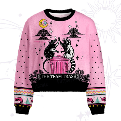 Purplehecate The Team Trash Opossum Tarot Fuzzy Crewneck Sweater