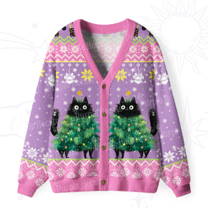 Purplehecate Funny Black Cat in Tree Ugly Cardigan Sweaters