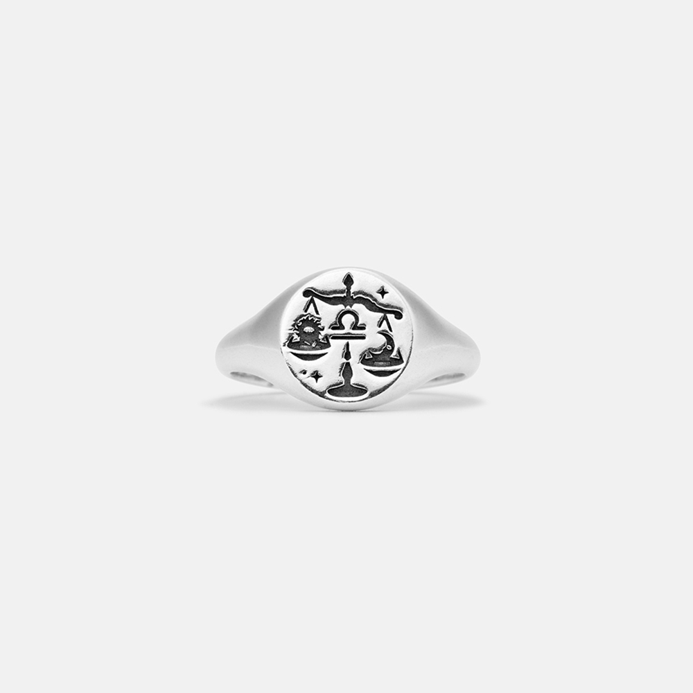 Purplehecate Libra Zodiac Sterling Silver Ring