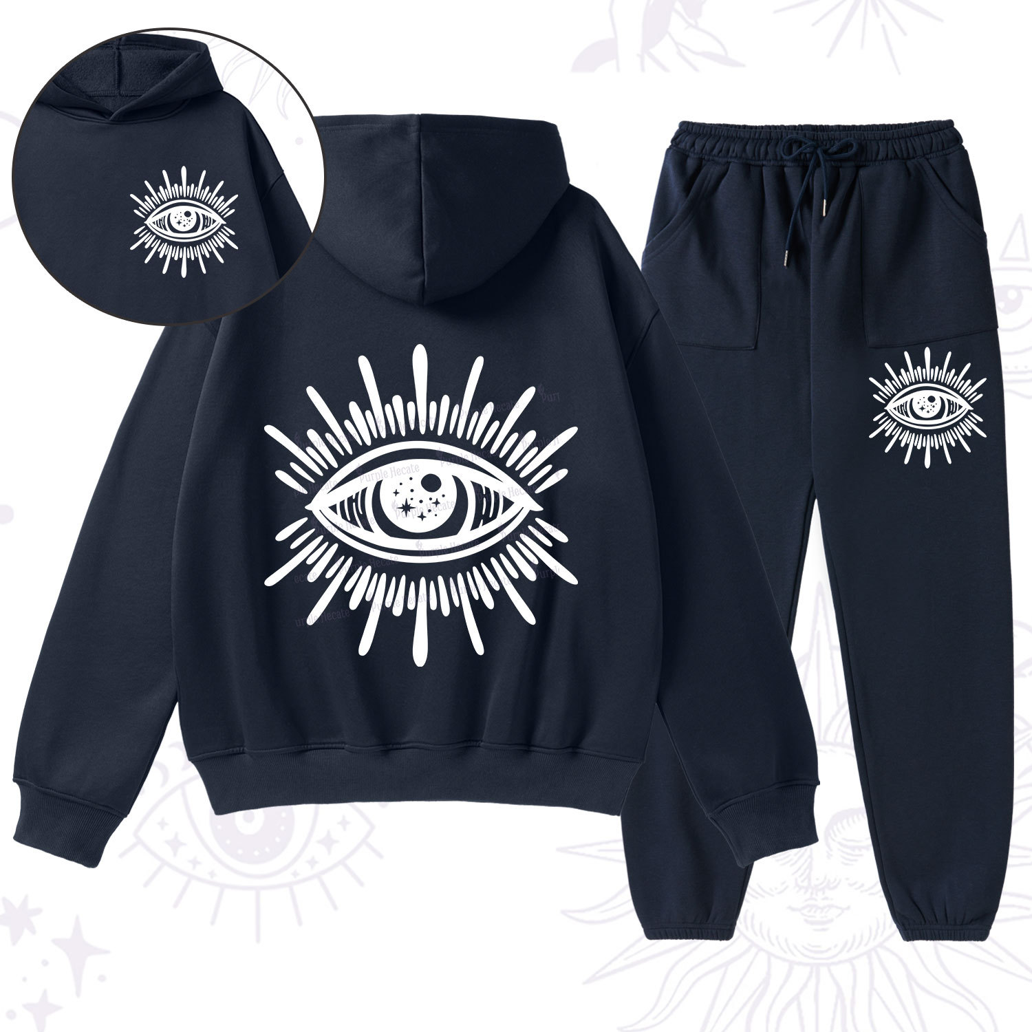 Purplehecate Evil Eye Fleece Hoodie Suit