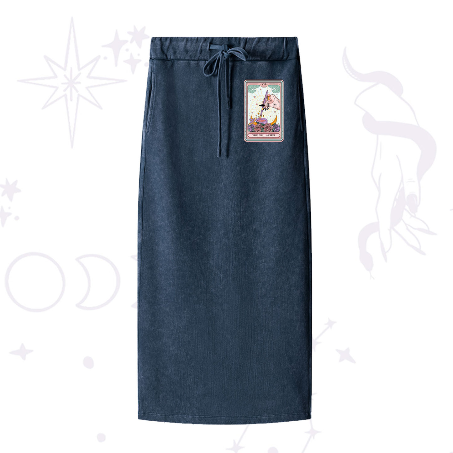 Purplehecate The Nail Artist Tarot Card Washed Drawstring Long Skirt