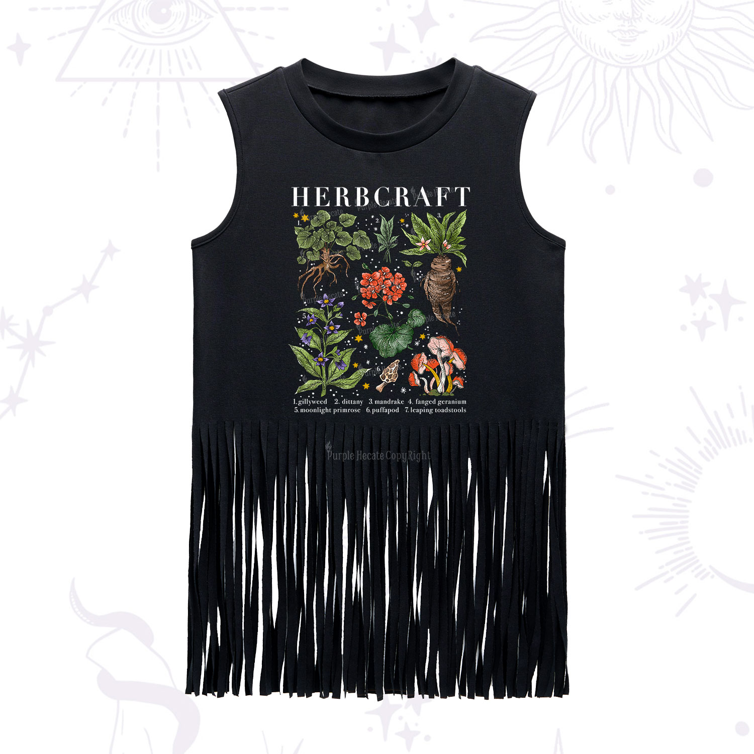 Purplehecate Magical Herbcraft Fringe Tank Top