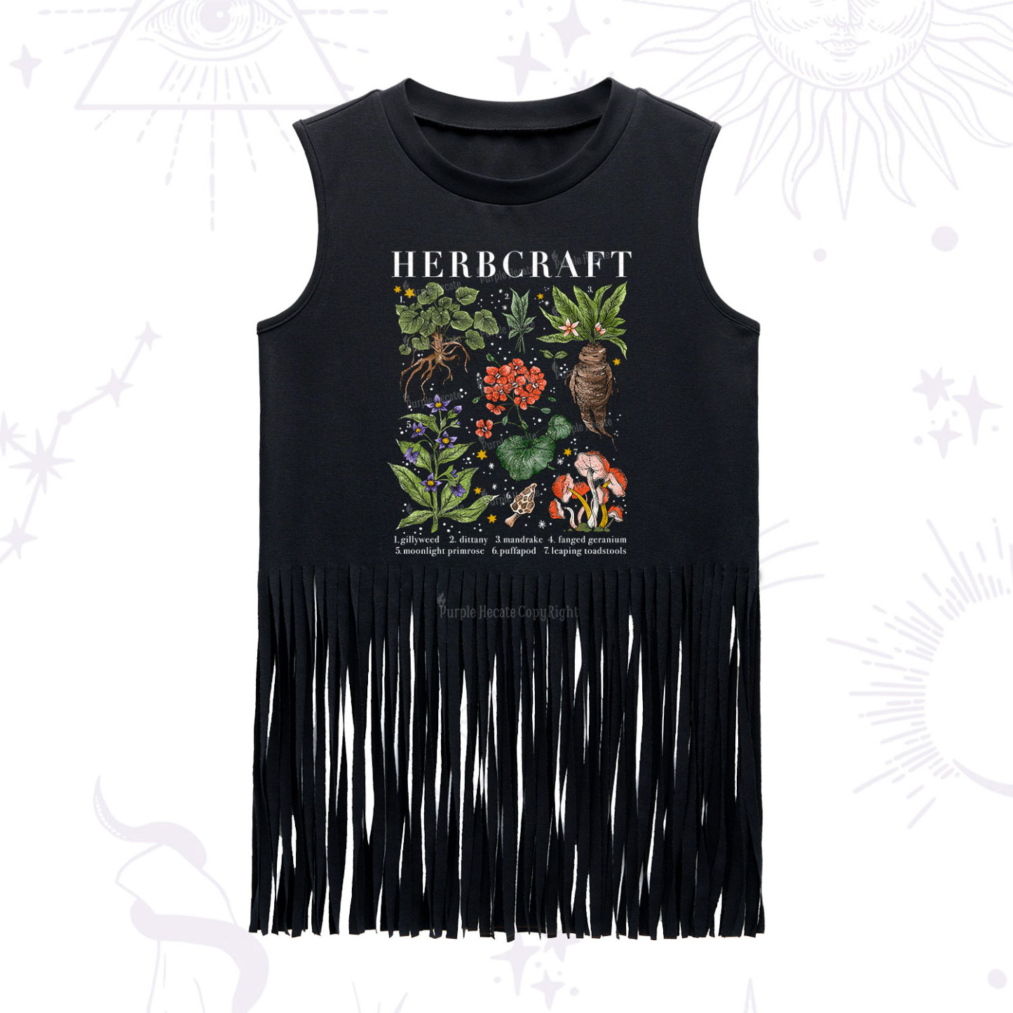 Purplehecate Magical Herbcraft Fringe Tank Top