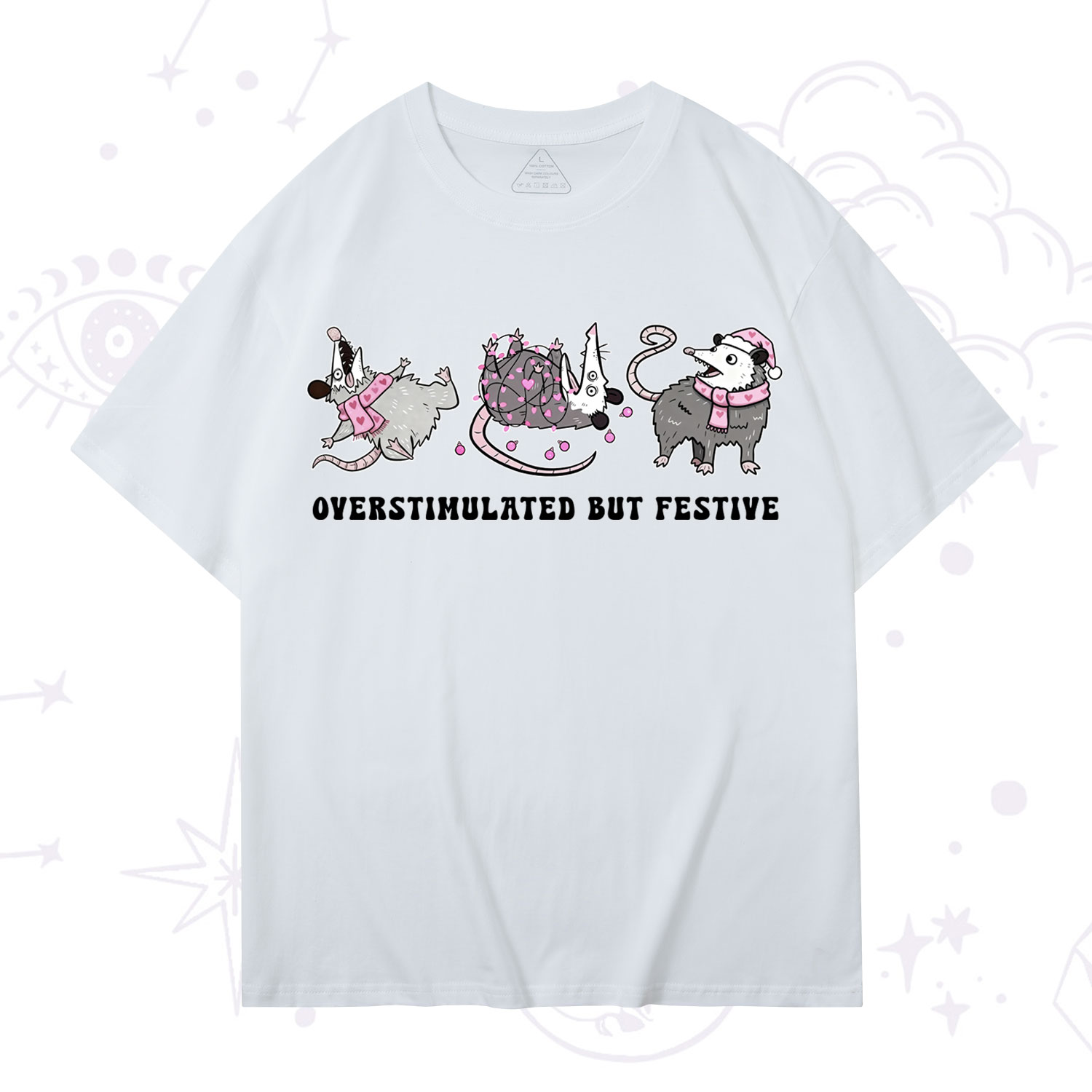 Purplehecate Overstimulated But Festive Possum Valentine T-Shirt