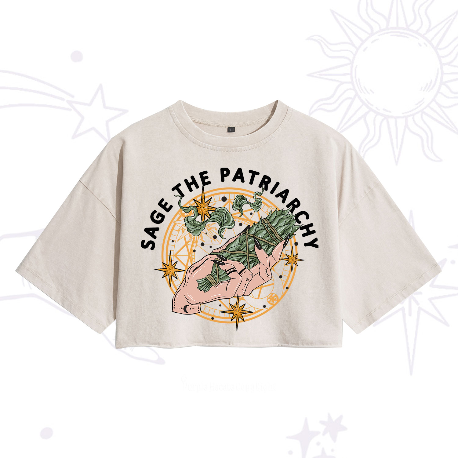 Purplehecate Sage The Patriarchy Washed Cropped T-Shirt