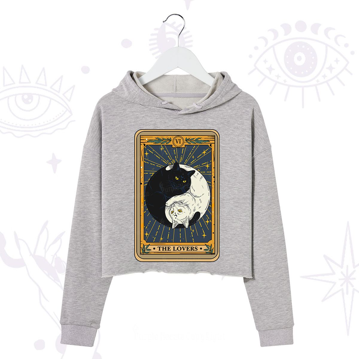 Purplehecate The Lovers Cat Tarot Crop Hoodie