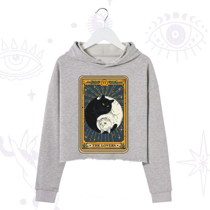 Purplehecate The Lovers Cat Tarot Crop Hoodie