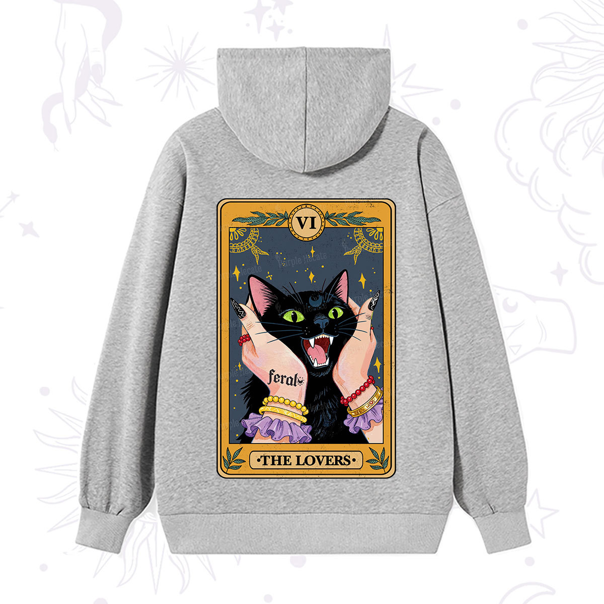 Purplehecate The Lovers Tarot Feral Cat Hoodie