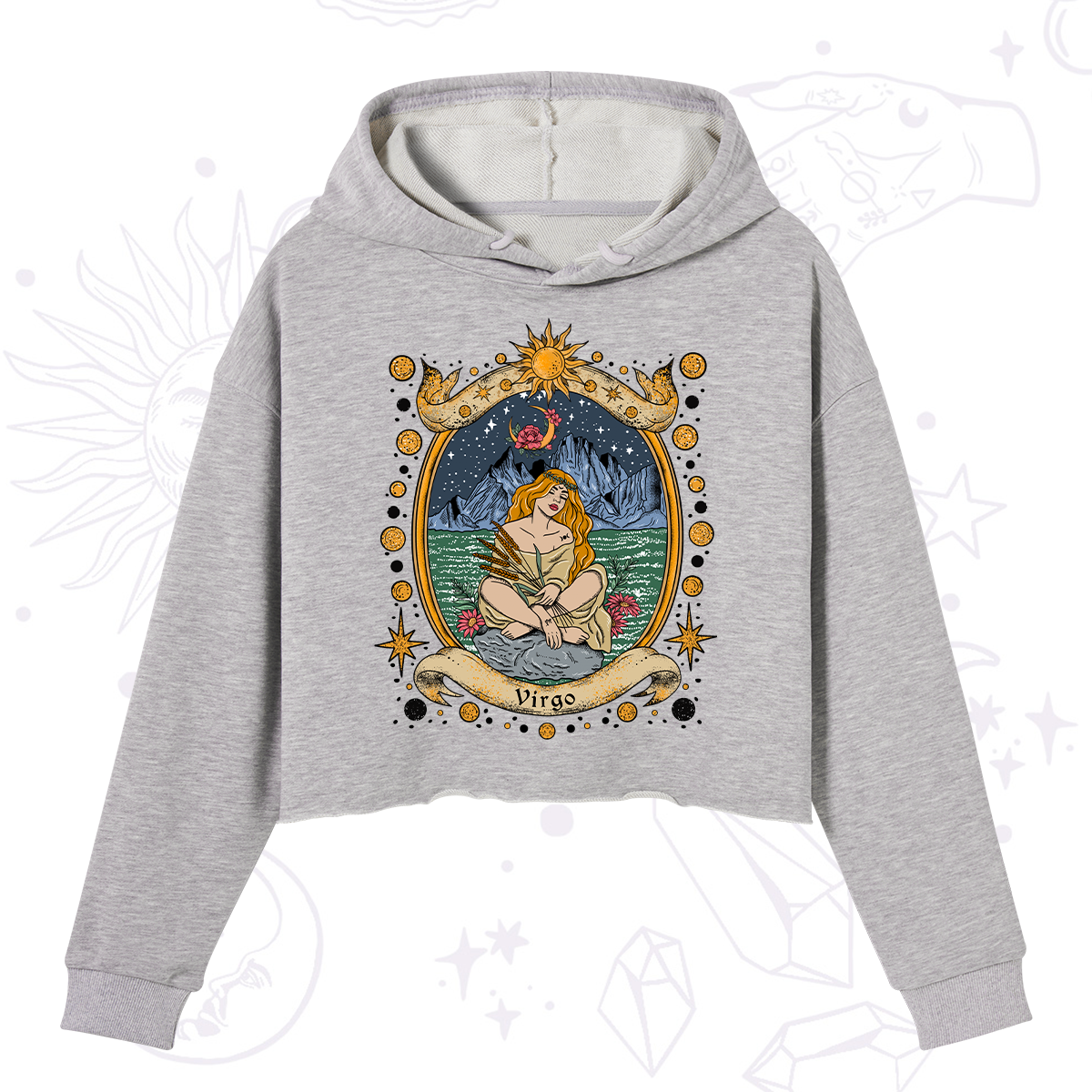 Purplehecate Celestial Virgo Zodiac Crop Hoodie