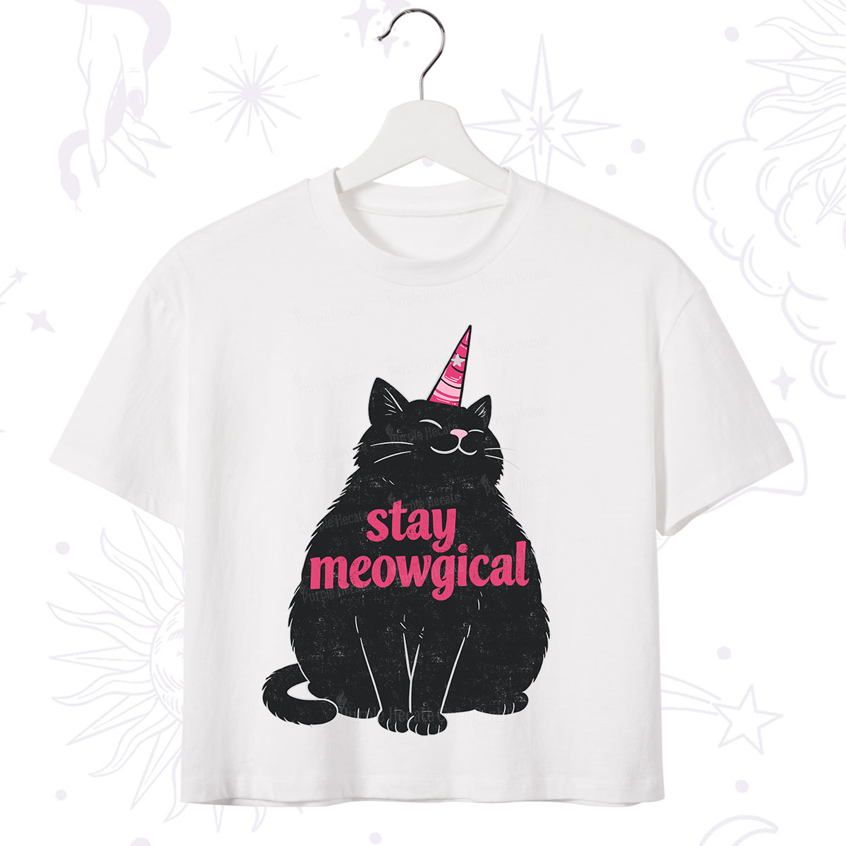 Purplehecate Stay Meowgical Crop T-Shirt