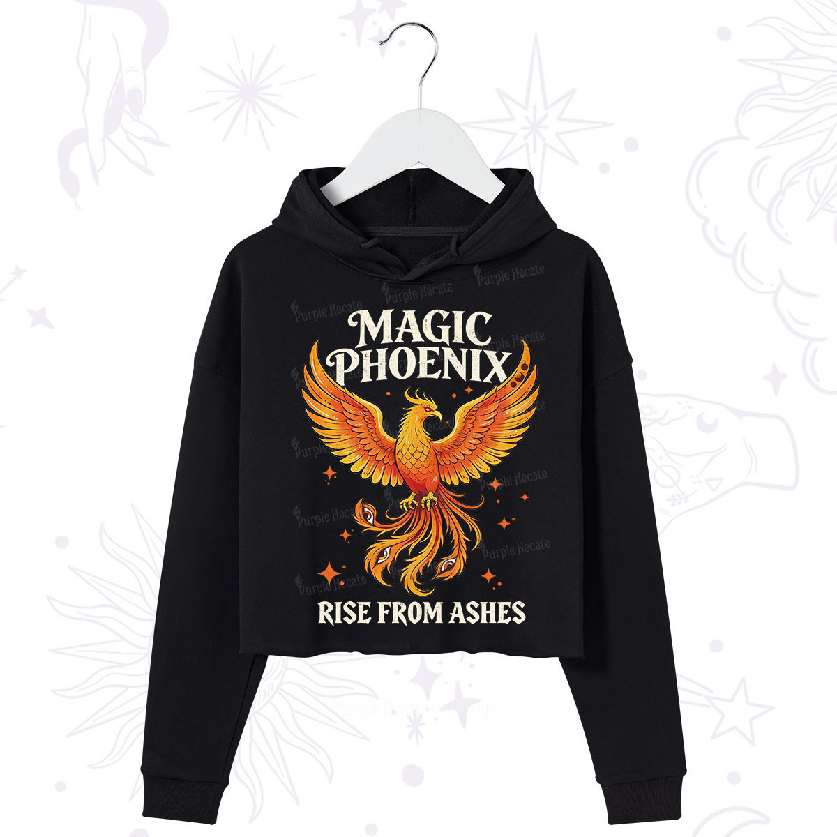 Purplehecate Magic Phoenix Rise From Ashes Crop Hoodie