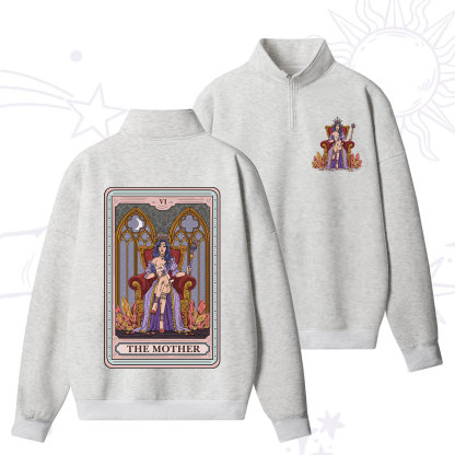 Purplehecate The Mother Tarot Card Zip Fleece Sweatshirt