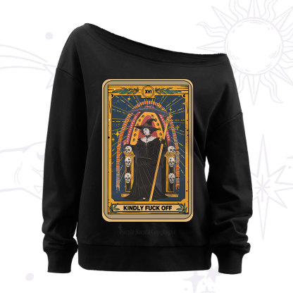 Purplehecate The Kindly Fuck Off Tarot Off The Shoulder Sweatshirt