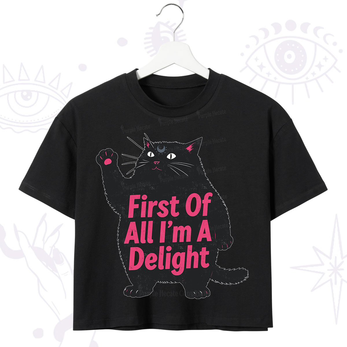 Purplehecate First Of All I'm A Delight Cat Crop T-Shirt