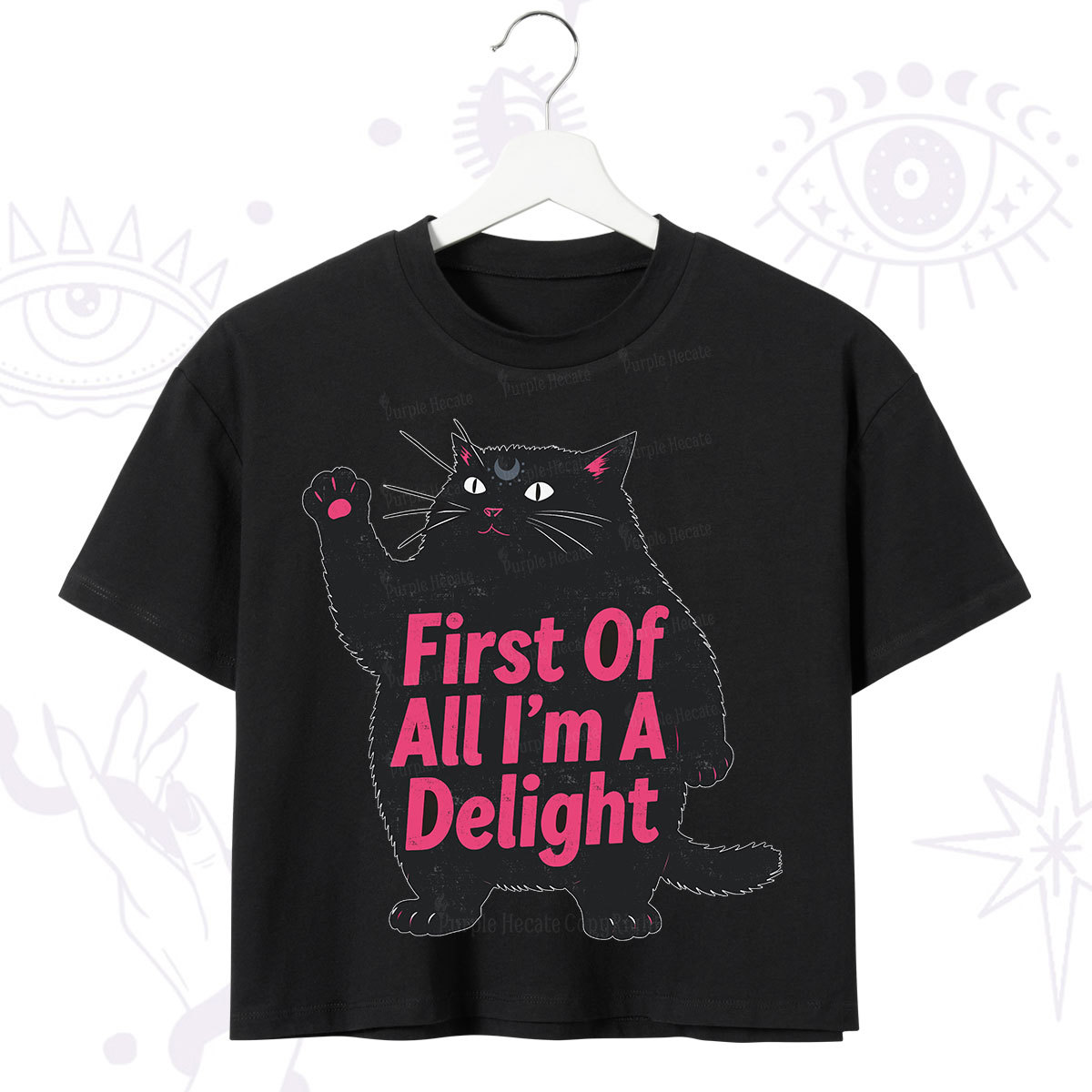 Purplehecate First Of All I'm A Delight Cat Crop T-Shirt