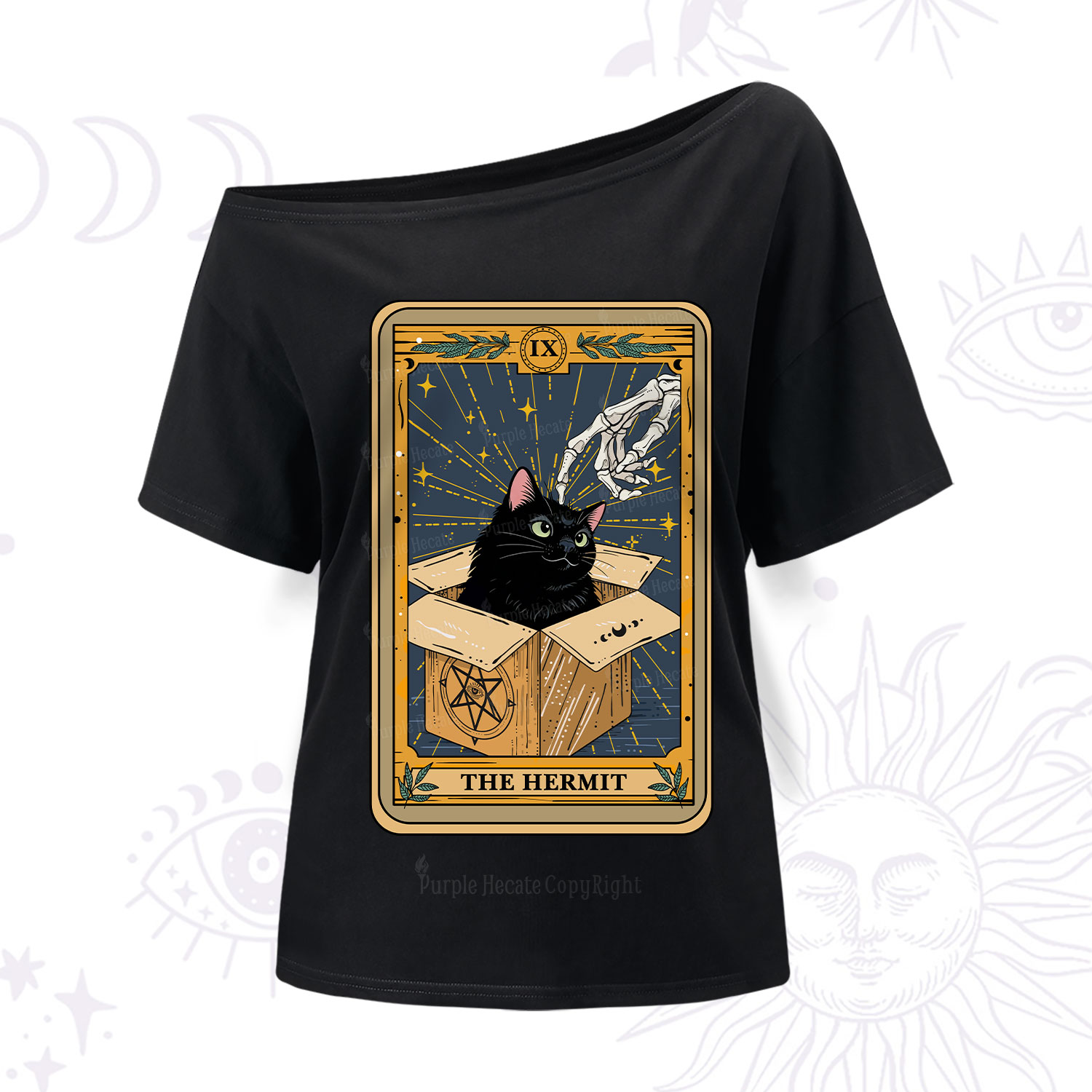 Purplehecate The Hermit Cat Tarot One Shoulder T-Shirt