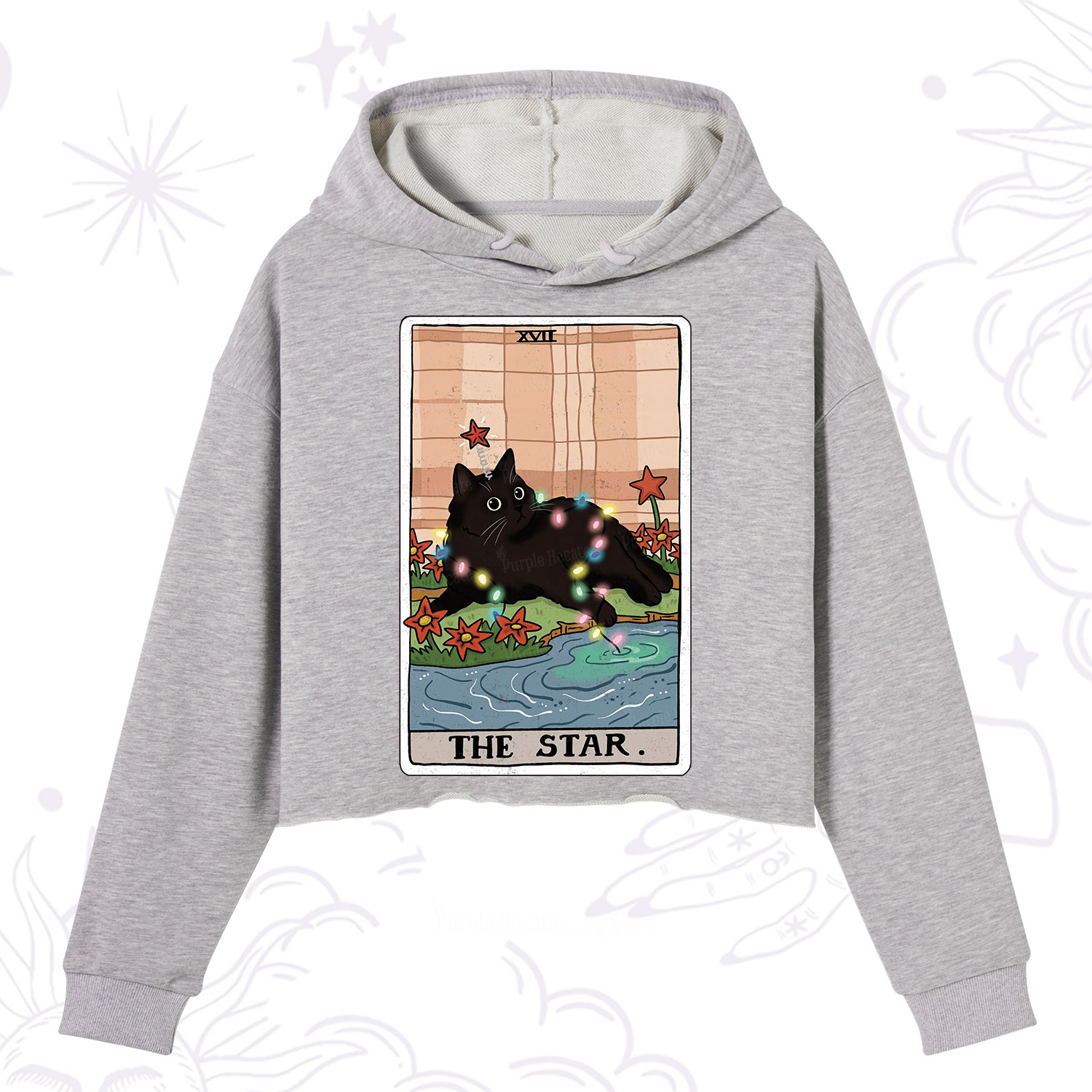Purplehecate The Star Cat Tarot Card Crop Hoodie