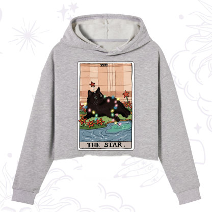 Purplehecate The Star Cat Tarot Card Crop Hoodie