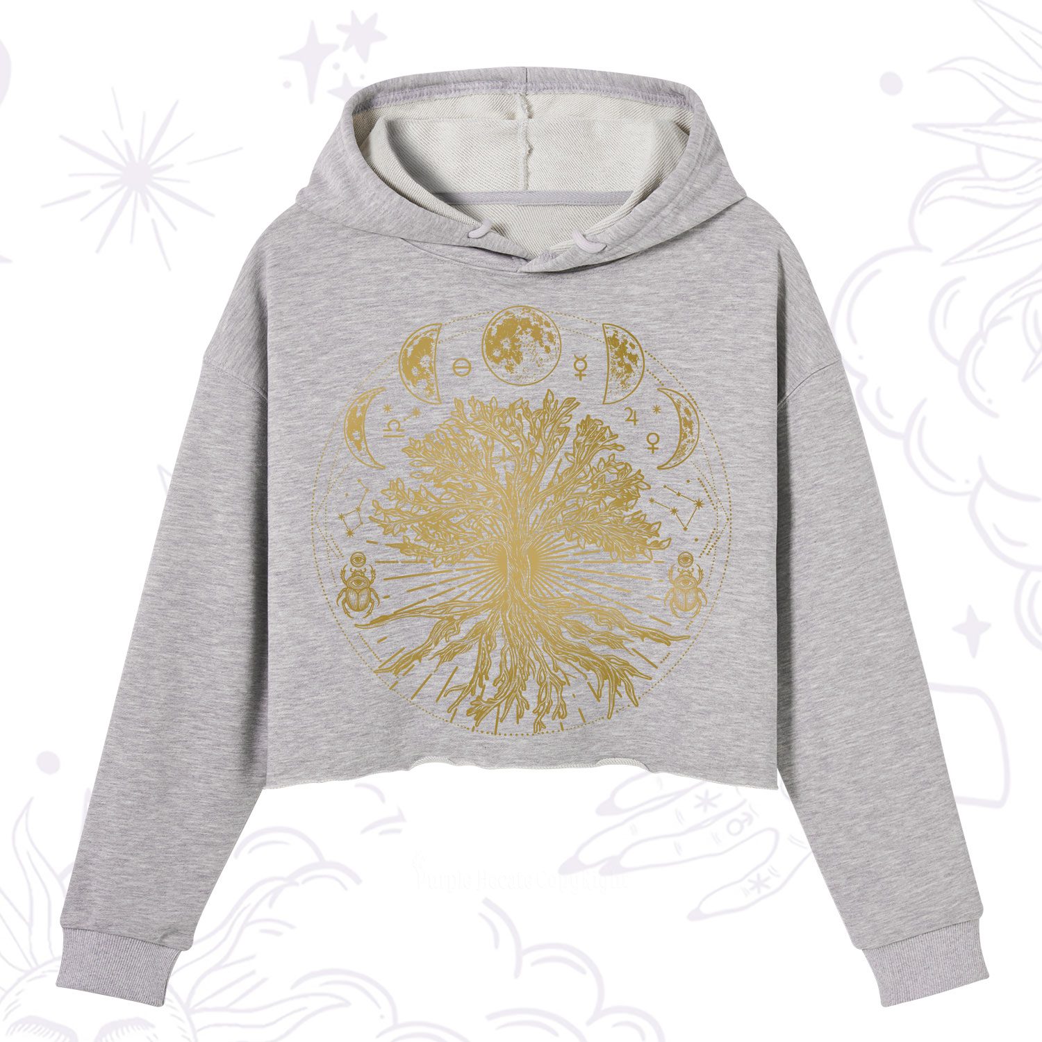 Purplehecate Tree Of Lif Crop Hoodie