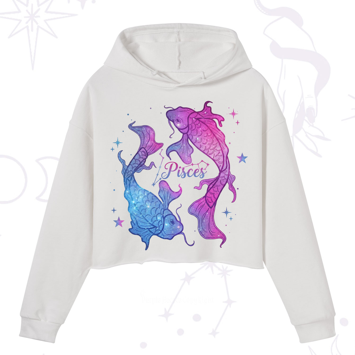 Purplehecate Pisces Zodiac Crop Hoodie