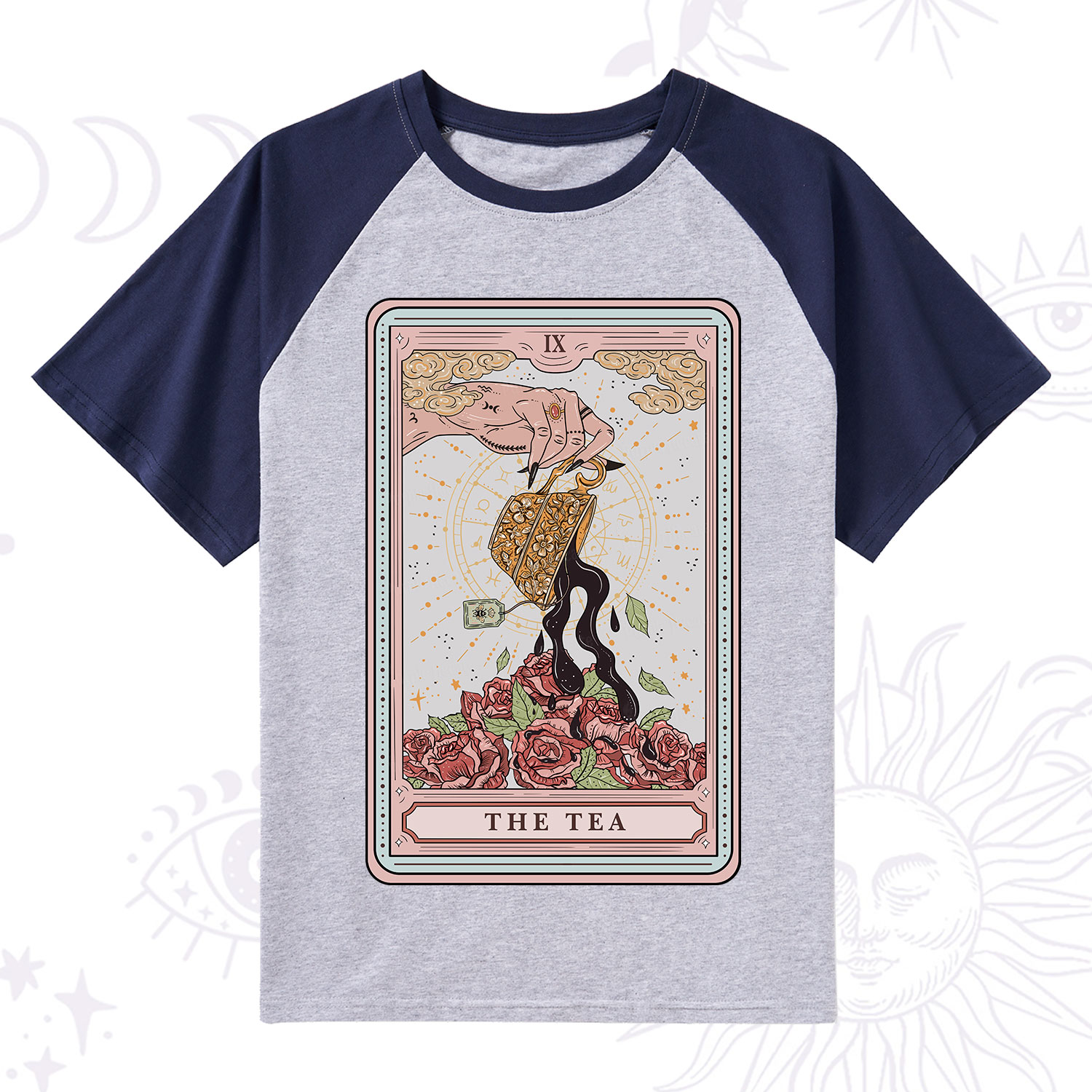 Purplehecate The Tea Food Tarot Raglan Short Sleeve T‑Shirt