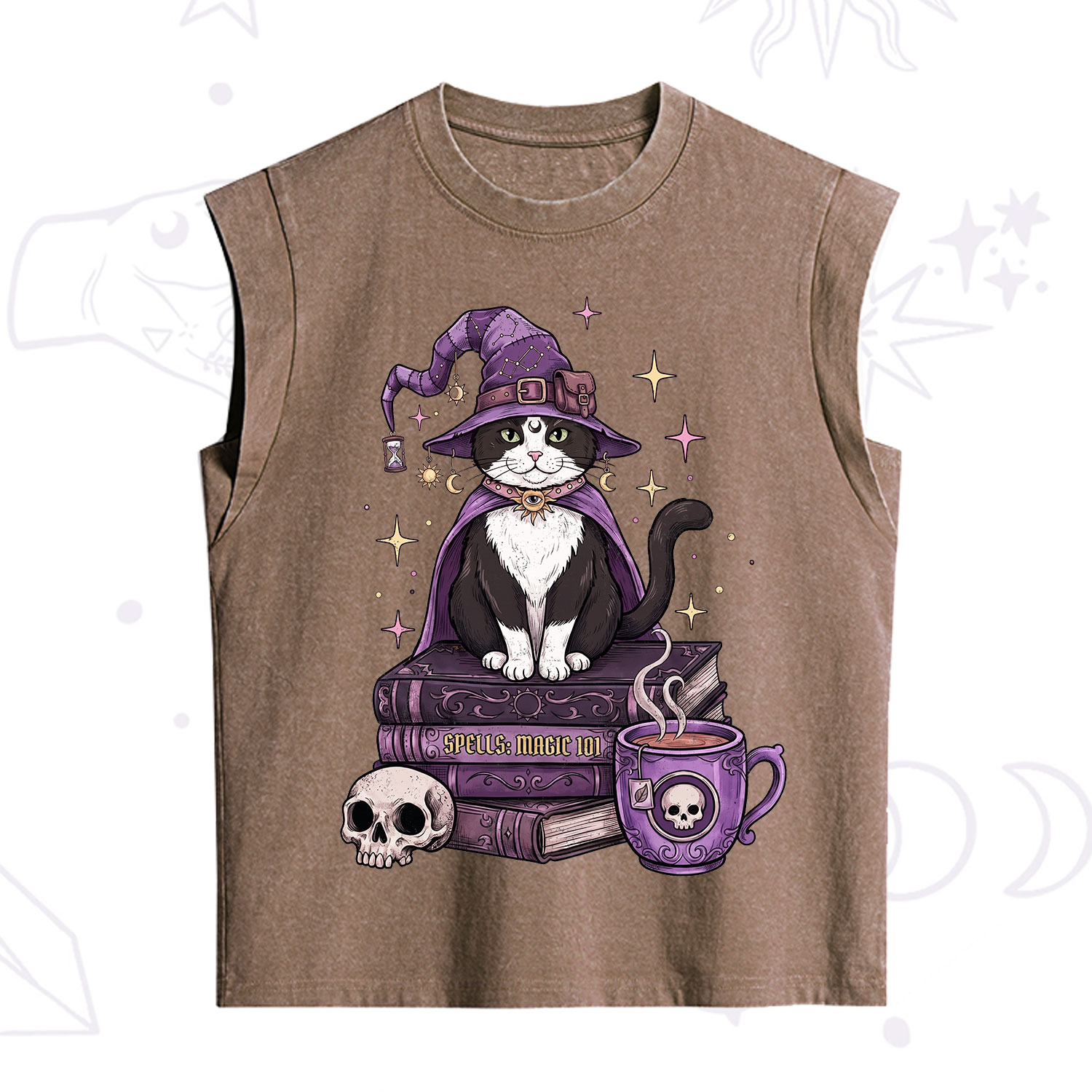 Purplehecate Witchy Cat Spell Books Vintage Washed Tank