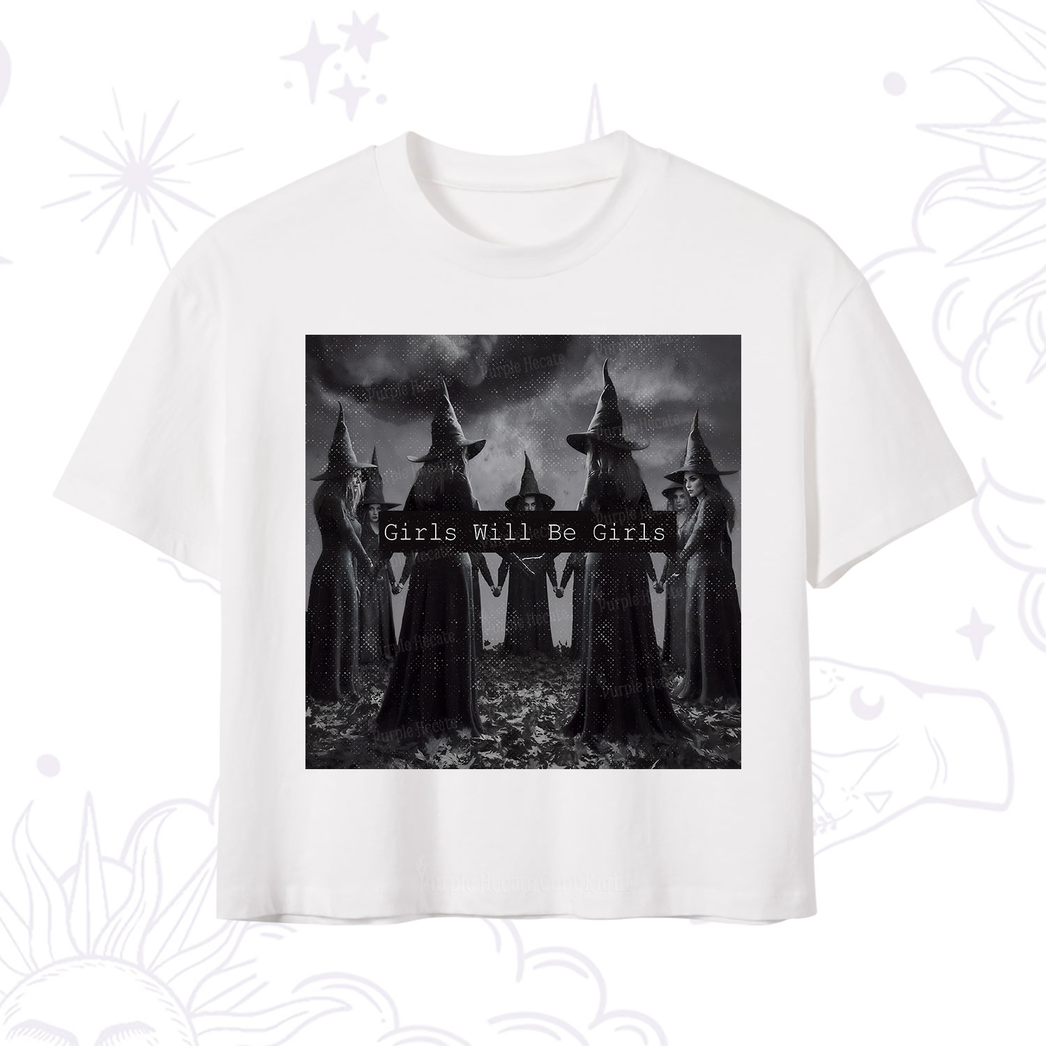 Purplehecate Vintage Girls Will Be Girls Witch Crop T-Shirt