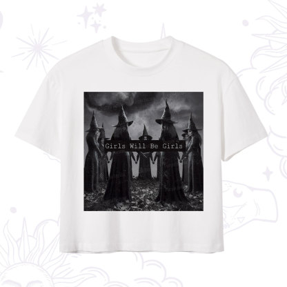 Purplehecate Vintage Girls Will Be Girls Witch Crop T-Shirt