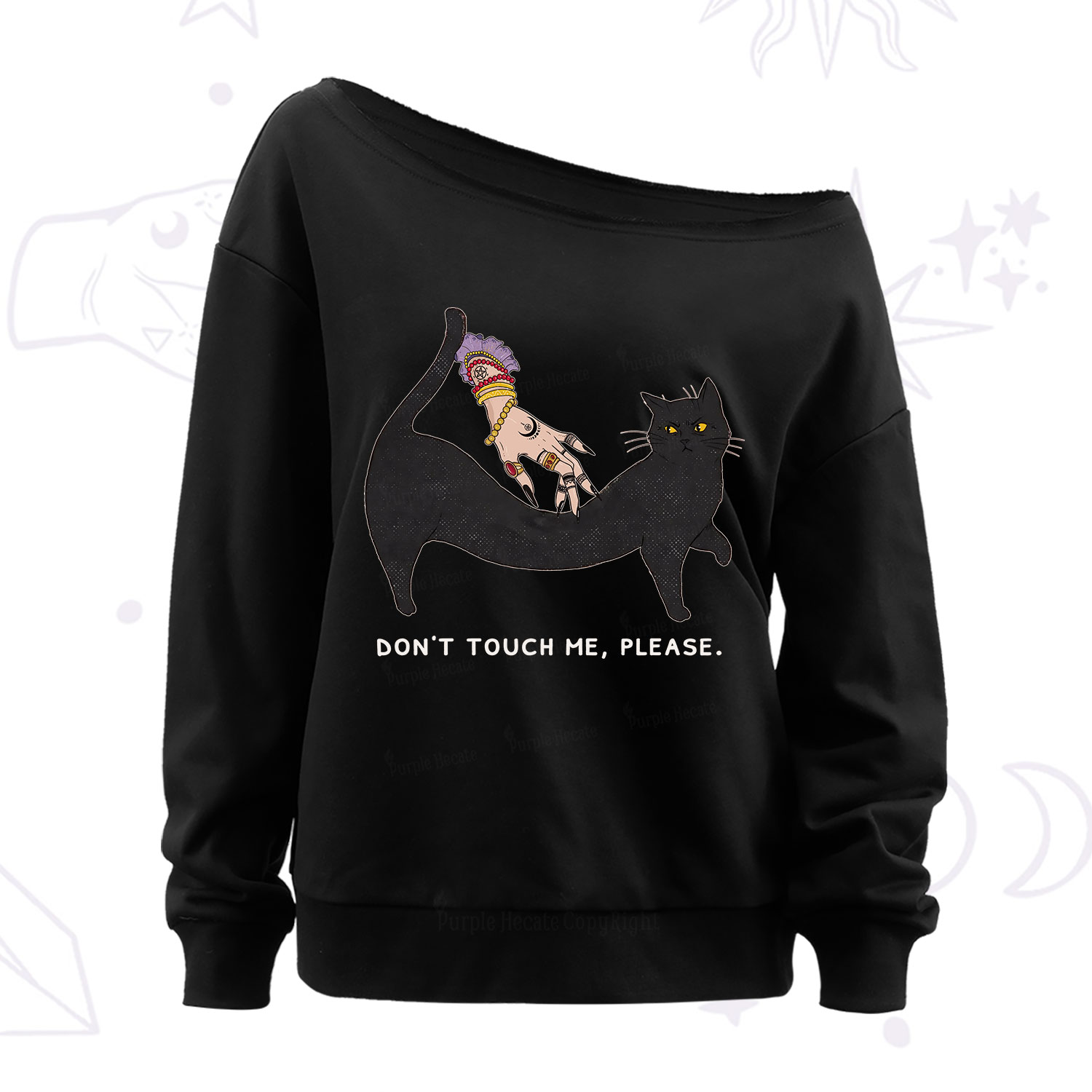 Purplehecate Don't Touch Me Off The Shoulder Sweatshirt