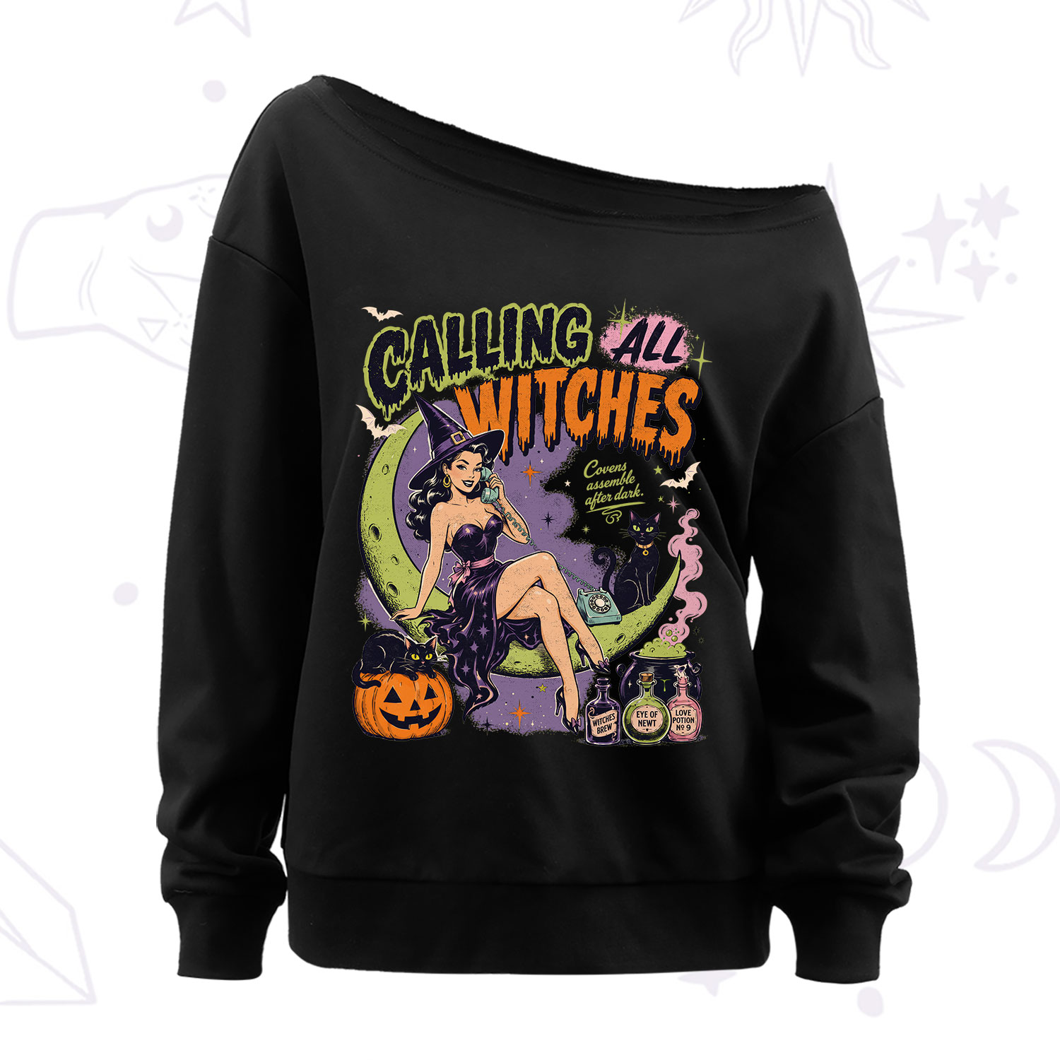 Purplehecate Calling All Witches Halloween Off The Shoulder Sweatshirt