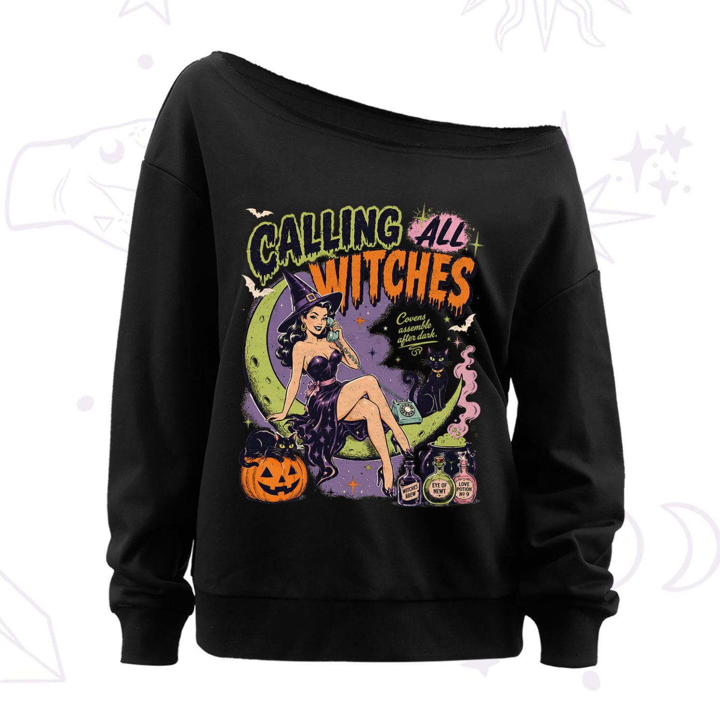 Purplehecate Calling All Witches Halloween Off The Shoulder Sweatshirt